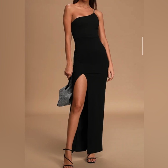 LULUS BLACK SLIT MAXI DRESS | NEW W/TAGS | Size XL | one shoulder - Picture 1 of 1